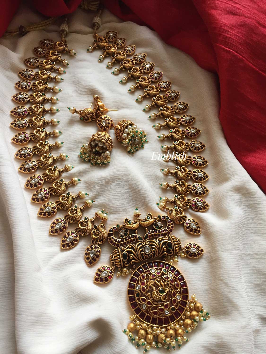 Mango kemp peacock dual beads long haram